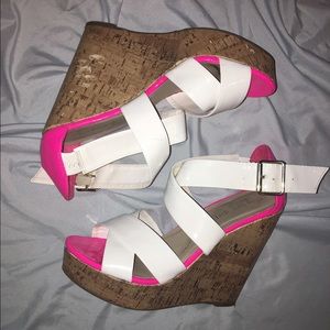 Madden Girl patent white Wedges